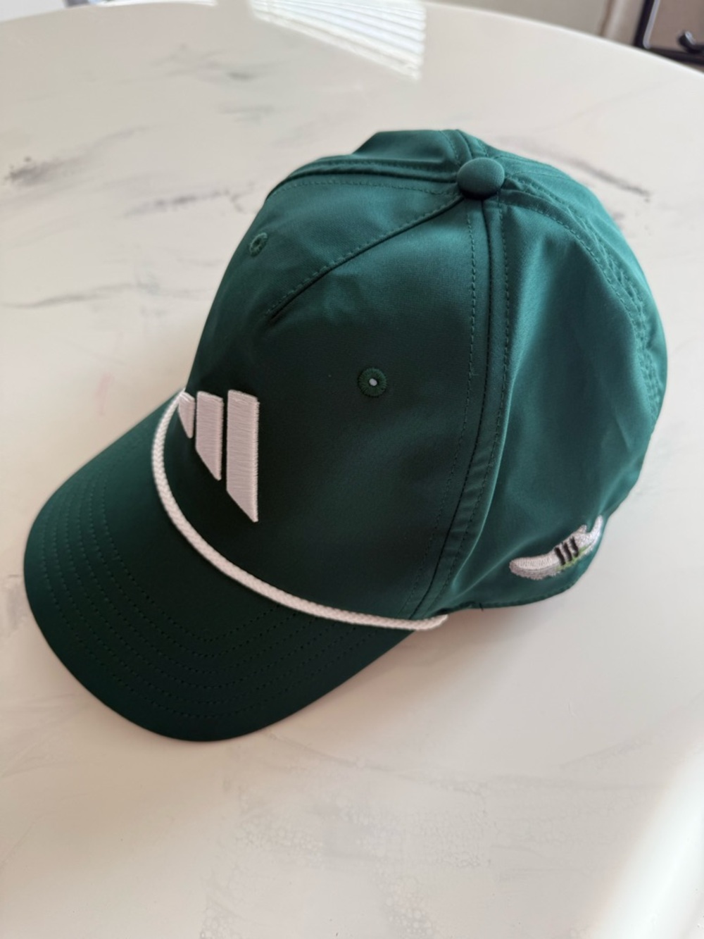 Adidas Dark Green Rope-Trim Hat with White Logo